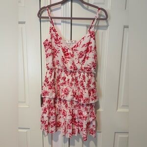 ROW A Red Floral Tiered Ruffle Sundress XS